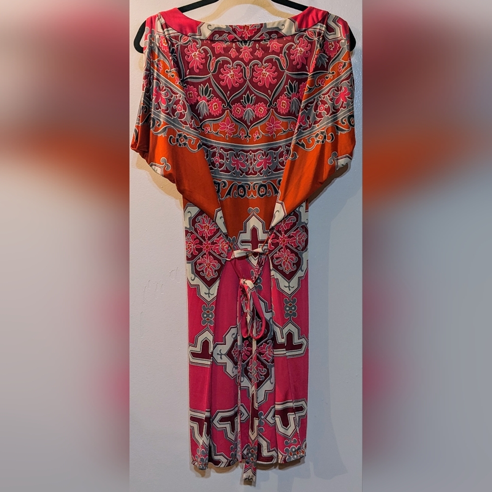 Pink, Purple & Orange Hale Bob Smock Dress w Waist Tie Size Small